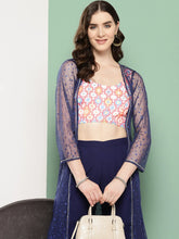 Women's Multicoloured Printed Crop & Sharara Set Co-Ords with Shrug-AHBLSHJK-COMBO-762-ICH